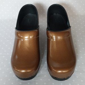 Sanita The Original Danish Clog Copper Metallic Patent Leather Slip On Clog